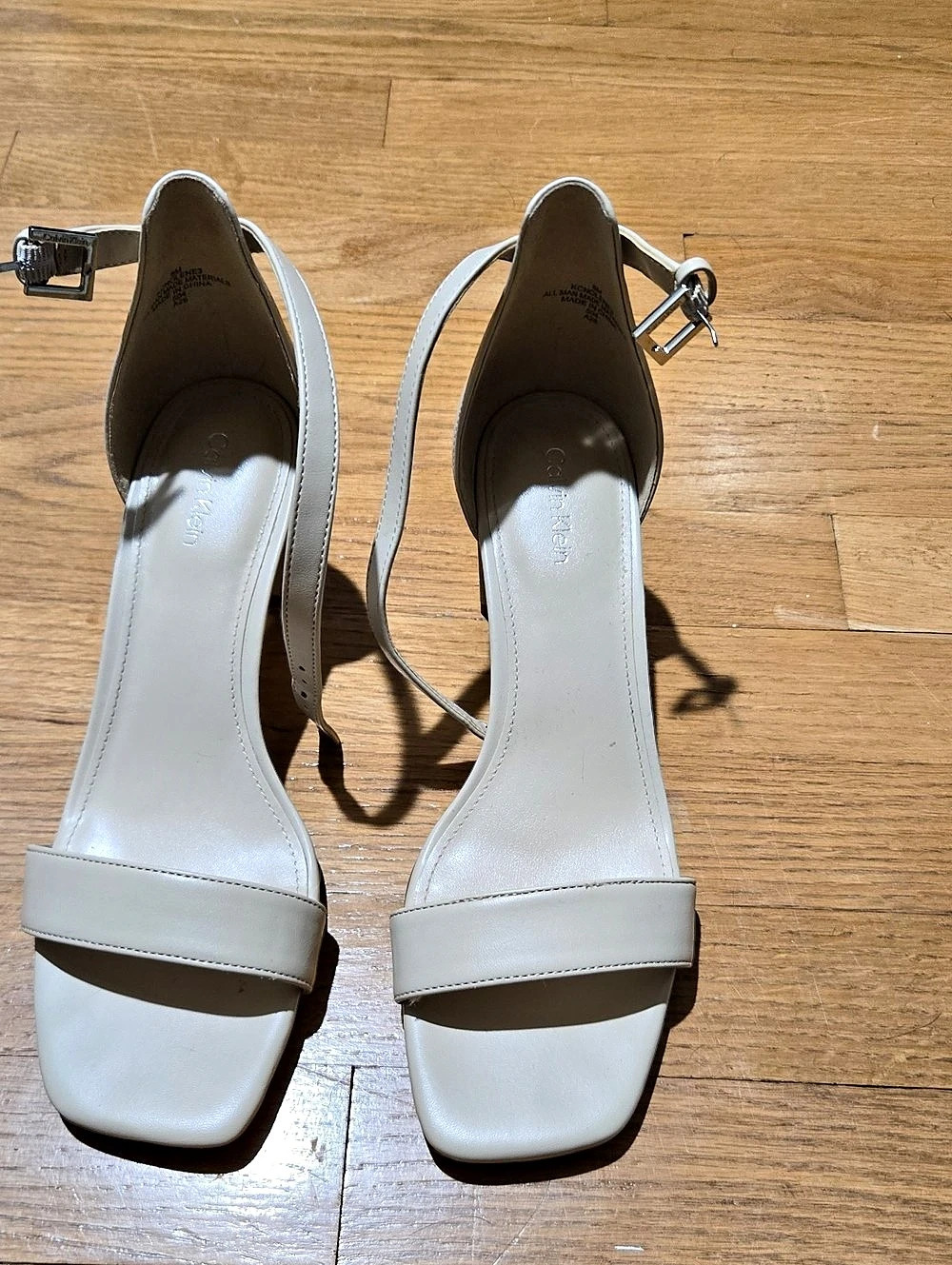 Calvin Klein Nolene Ankle Strap Block Heel Sandal Nude
